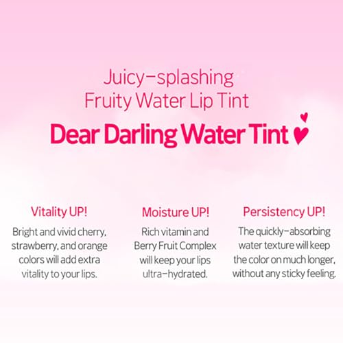 Image of ETUDE Dear Darling Water Gel Luminous Lip & Cheek Tint Most Loved Shades| Long Lasting, Waterproof, Smudgeproof |Korean Makeup|Strawberry, Red Grapefruit, Grape- Pack of 3