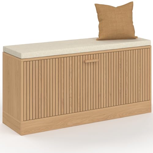 IDMarket - Banc d'entrée Chaussures Juliette Lattes tasseau Bois Coloris chêne