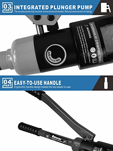 Portable Hydraulic Crimping Tool Range 8 Awg-4/0 Awg For Cable Lugs - Quick Hydraulic Pliers With 9 Pairs Of Us Standard Crimping Dies #TOP4