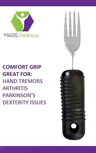 3 Piece Super Easy Grip Flatware Set - Bendable Built Up Utensils - Fork, Knife, and Spoon (Standard)
