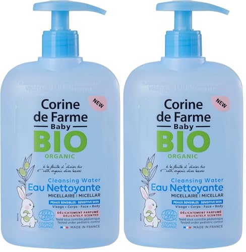 Corine de Farme - Agua de Limpieza Micelar Bio Perfumada Bebé y Recién Nacido - Fórmula con Extracto de Hoja de Olivo Ecológico - Cosmético Natural - Fabricado en Francia - Pieles Sensibles