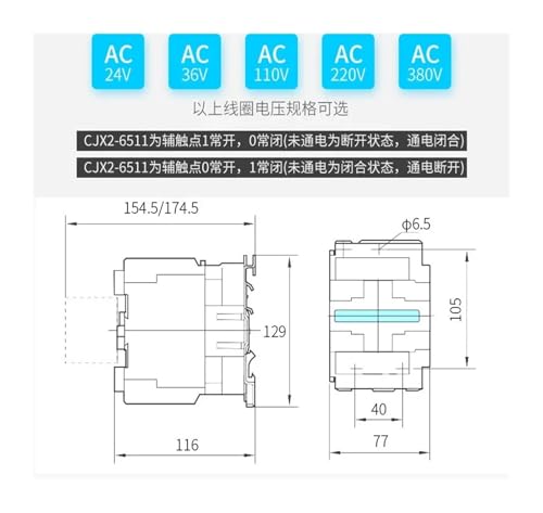 Contacteur CJX2-8011 80A 48V pour circuit triphasé