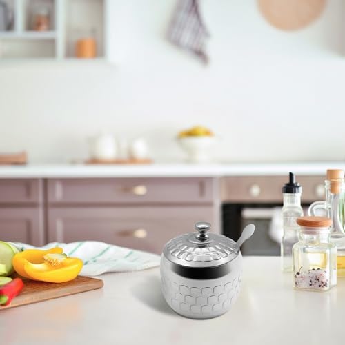 300 ml Sugar Bowl 304 Stainless Steel Spice Jar Home Spice Jar Metal Tin Kitchen Sugar Container with Lid and Spoon for Spices, Sugar, Coffee, Tea, Pepper (Style 3) - Image 6