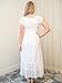 Anna-Kaci Renaissance Peasant Maiden Boho Inspired Cap Sleeve Lace Trim Maxi Dress, Cream, Small