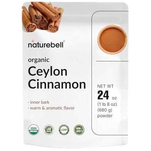 Organic Ceylon Cinnamon Powder, 24 oz (680 g) – Cinnamomum verum Inner Bark from Sri Lanka, ~340 Servings, Fine Ground – Non-GMO, cGMP Manufacture