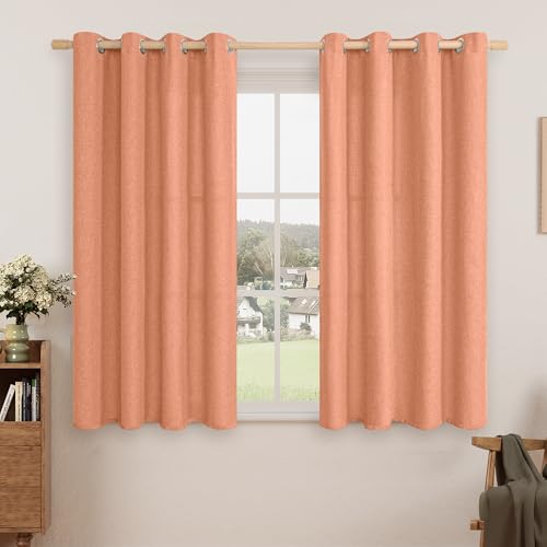 LAMIT 54 Inch Length Linen Curtains for Bedroom 2 Panels, W52 x L54