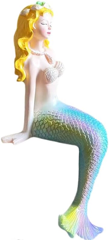 Figuras de sirena para exteriores, estatuas de jardín de hadas de sirena coloridas de resina para manualidades, terrario, decoración de paisaje de