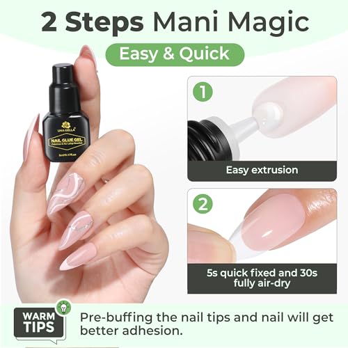 Image of UNA GELLA 5ml Super Strong Gel Nail Glue for Press Ons: No U V Lamp Needed Glue Gel, Travel-Size Nail Adhesive for Press on Nails, Nail Tips&Acrylic Nails-Quick Dry, No Smell, Long-Lasting