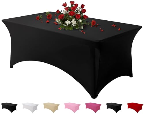 Table Cloth Black 6FT Spandex Stretch Covers for Rectangle Tablecloth