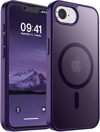 Image of Elzzi Magnetic for iPhone iPhone16e /17e Case (Compatible with MagSafe)(Military Grade Drop Protection) LIM Translucent Matte Shockproof with Anti-Fingerprint Phone Case,Deep Purple