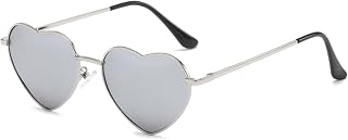articulo Gafas de sol polarizadas con forma de corazón, para mujer, hombre, hippie, vintage, amor, para festivales, fiestas, doradas, marco de metal con UV400