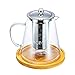 Glass Teapot Kettle Stovetop and Microwave Safe, with Removable Infuser and Matching Coaster for Loose Leaf Tea Pot and Infuser, 32oz