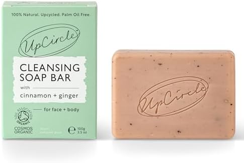 UpCircle Cinnamon + Ginger Chai Soap Bar 3.5oz - Gentle Vegan Cleanser For Face And Body - Natural, Cruelty-Free + Palm Oil Free