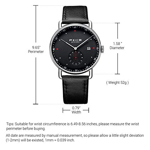 Image of FEICE New Men's Automatic Watch Unisex Classic Bauhaus Mechanical Watch Curved Mirror Waterproof Casual Dress Watches with Leather Bands -FM506
