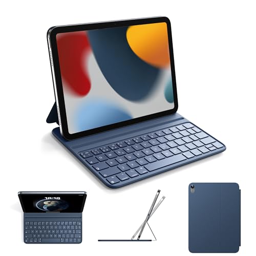 HOU Teclado iPad 10 Generación 2022/11 Generación A16 2025, MagnĆ©tico Funda, Dos Ćngulos de Apoyo, Ergonómico, EspaƱol Ć Teclado, Piel SintĆ©tica, Esbelto, Azul