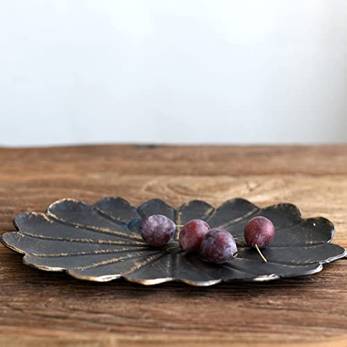 Funerom 12 X 7 Inchoval Galvanized Metal Tray Decorative Tray Bronze #TOP1