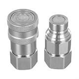 Hydraulische Flachkupplung mit Ventil NPT 1/4 Zoll - für schnellkupplung aus Edelstahl für Landmaschinen & Industrie((G3/4))