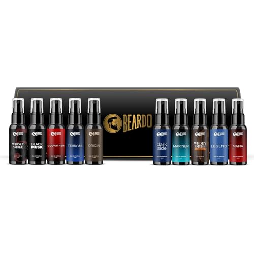 BEARDO Mini Perfume Trial Kit, 10x5ml Best Date Night Fragrances For Men, Travel Friendly Perfume Kit For All Moods & Occasions, Fresh Scent