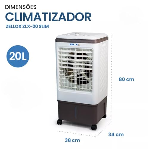 Climatizador de ar portátil 20 litros Zellox ZLX-20 Cinza 127V
