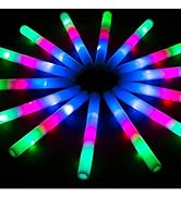 SHQDD Glow Sticks Bulk, July 4th Party Supplies, 28 Pcs LED Foam Sticks with 3 Modes Colorful Fla...