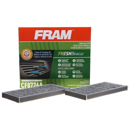 FRAM Fresh Breeze Cabin Air Filter Replacement for Car Passenger Compartment w/ Arm and Hammer Baking Soda, Easy Install, CF8726A for Select Chevrolet and Suzuki Vehicles
