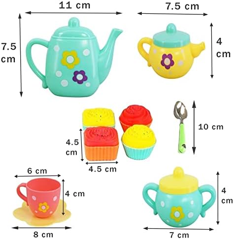 koolbitz 22 Pcs Kids Tea Set Party with Dessert Candy Muffin Toys Including Cups & Plates, BPA Free PVC Free Teapot, Washable Dishes, Safe Material, For Little Girls Enhance Child Skills
