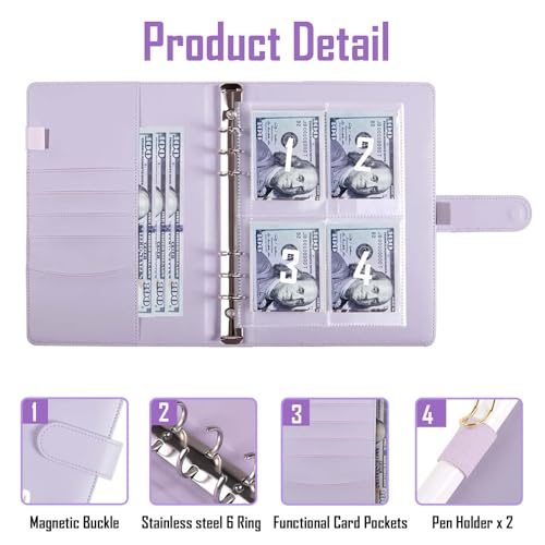 100 Envelopes Money Saving Challenge, A5 Saving Budget Binder Wallet with Cash Envelopes Easy and Fun Way to Save $5,050, Budgeting Planner Book Money Saver Organizer Binder with Pouches