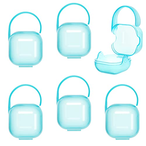 Image of Accmor Pacifier Case, Pacifier Holder Case with Handle, BPA Free Universal Pacifier Container for Travel, Blue, 6 Pack
