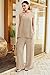 Panadila 2 Piece Linen Set Summer Travel Beach Vacation Outfit Sexy Spaghetti Strap Tank Top and Pants with Pockets(Khaki,M)