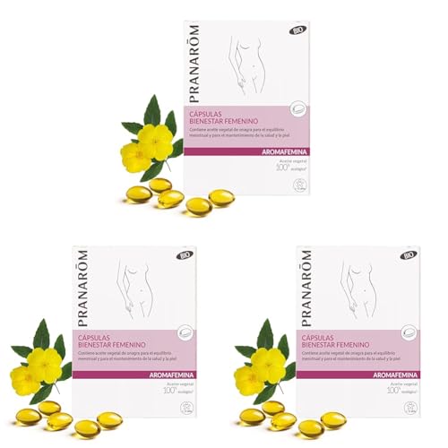 PRANAROM - Aromafemina - Bienestar Femenino - Contiene Aceite Vegetal de Onagra para el Equilibrio Menstrual y para el Mantenimiento de la Salud y la Piel - 30 cápsulas (Paquete de 3)