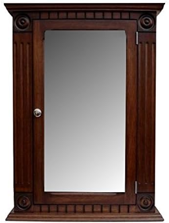 Rosette Dark Walnut Medicine Cabinet/Solid Wood & Handmade/Surface Mount