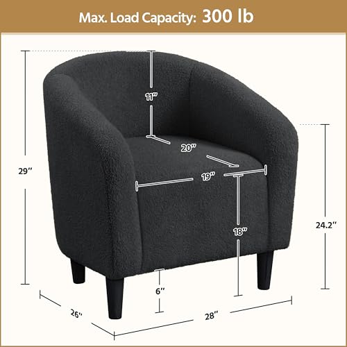Yaheetech Accent Barrel Chair, Boucle Fabric Club Chair, Furry Sherpa Elegant Armchair with Cozy Soft Padded, Suitable for Living Room Bedroom Reception Room Office, Dark Gray by Yaheetech - Image 3