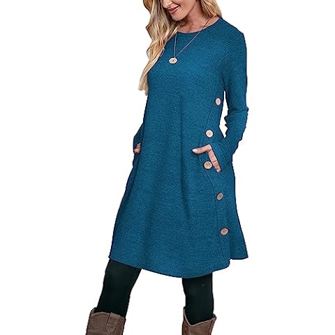 Aokosor Long Sleeve Jumper Dress with Pockets Cover
