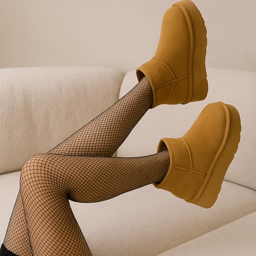 CUSHIONAIRE Hippy Women’s Platform Ankle Boots – Genuine Suede, Faux Fur Lining, Cozy Winter Slip-On Design, Comfortable Footwear with Wide Widths Available3