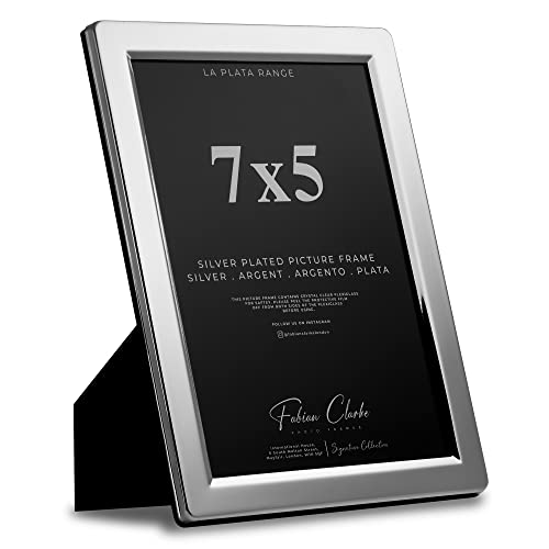 Silver Plated Photo Frame Picture Frame Plain Satin Finish and Tarnish Protected for Wedding Picture or Family Photos (7x5)