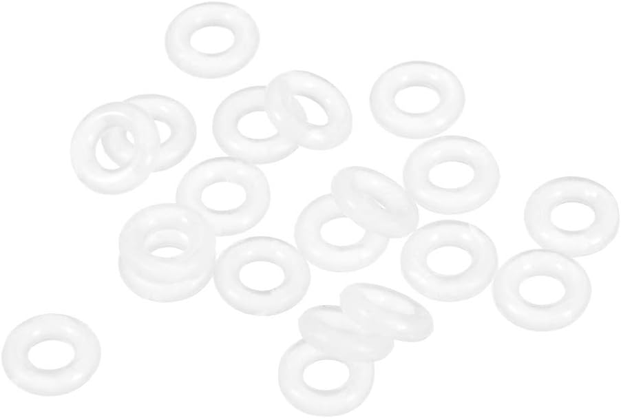 uxcell Silicone O-Ring, 7mm OD, 3mm ID, 2mm Width, VMQ Seal Rings Gasket, White, Pack of 20