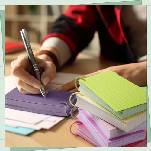 Ctosree 1440 Pcs Back to School Gifts Colored Index Cards with Binder Ring Ruled Flash Cards 12 Color Lined Note 56lb Cover for Studying Memory Office School(3 x 5 Inch,Fresh Color) by Ctosree - Image 7
