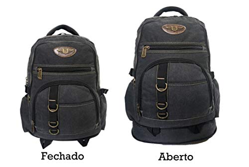 mochila de lona masculina camping resistente pesca viagem 50 litros grande (Preto)