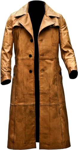 Men’s Brown Lambskin Leather Trench Coat – Full-Length Belted Overcoat | Handcrafted Duster Jacket