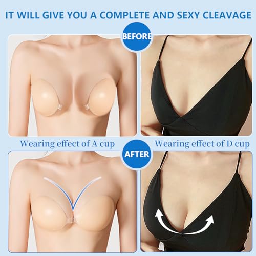 3D Adhesive Bra Strapless Sticky Invisible Push up Reusable Silicone for Women, Waterproof Quick-Drying3