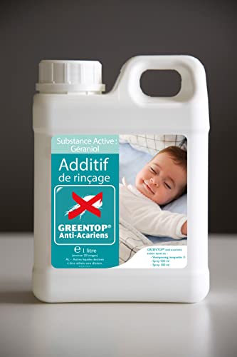 Greentop, Additif de Rinçage Anti-Acariens pour Textiles, 1L, Actif d'inspiration Végétale Non Neurotoxique, Adapté aux Nourrissons