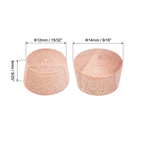 Image of uxcell Wood Button Top Plugs 15 /32 Inch Wood Color Hardwood Furniture Plugs 9 /25 Inch Height 50 Pcs
