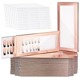 Yeaqee 100 Pieces Empty Nail Package Box with 100 Pcs White Background Papers Empty Nail Tip Box Packaging with 240 Pcs Adhesive Double Sided Tape Set for Press on Business Salon(X-Large)