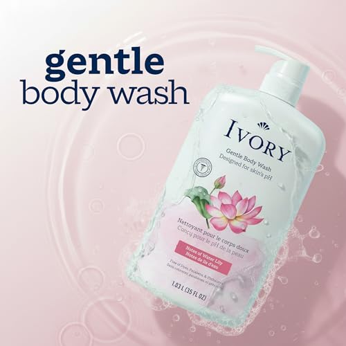 Image of Ivory Body Wash, Designed for the Whole Family, Gentle Formula, Free of Dyes Heavy Perfumes Parabens Phthalates & Silicones, Designed for Skin's pH, Water Lily Scent, 35 oz