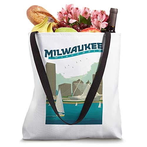 Bolso tote retro vintage con skyline de Milwaukee Wisconsin miniatura 4