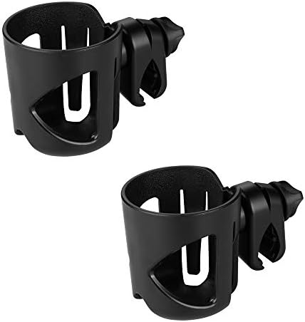 Universal Cup Holder by Accmor, Stroller Cup Holder, Bike Cup Holder, Large Caliber Designed Cup Holder, 360 Degrees Rotation Cup Drink Holder, Black, 2 Pack