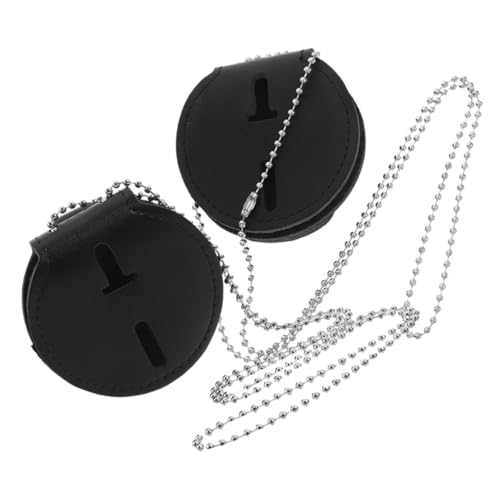 Porte-cartes élégant design en cuir PU pour femme avec chaîne de cou raffinée