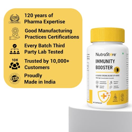 Image of NutraStore Immunity Booster for Men & Women | Curcumin, Giloy, Amla, Moringa, Ginger, Orange & Piperine | Daily Health Supplement | 60 Capsules | Pack of 2