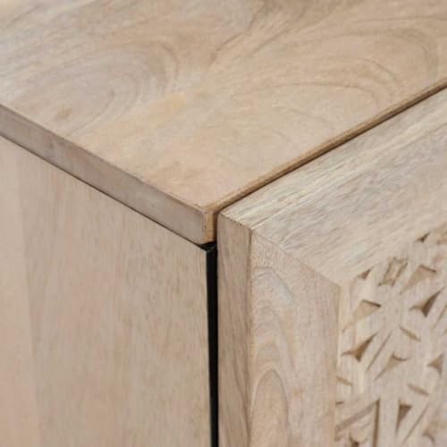 Aparador de madera maciza de mango blanqueada con elegante acabado de diseño moderno 7