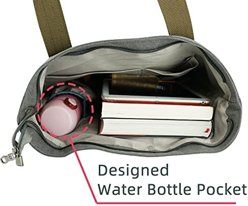ACANICA Canvas Tote Bag with Zipper, Casual Handbags for Women, Large Shoulder Bag with Pockets, Beach Bag for Shopping, Work, Travel